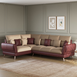 ARRA Ira Leatherette 6 Setaer Seater L-Shaped Corner Sofa Leatherette 6 Seater  Sofa