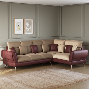 ARRA Ira Leatherette 6 Setaer Seater L-Shaped Corner Sofa Leatherette 6 Seater  Sofa