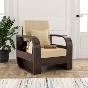 PR FURNITURE Solid Sheesham Wood One Seater Sofa For Living Room/ Office Fabric 1 Seater  Sofa