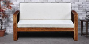 Allie Wood Sheesham Fabric 2 Seater  Sofa