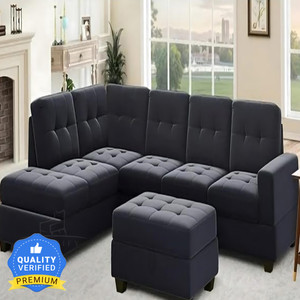 Homeify Ciesta Fabric 5- to 6-Seater Sofa L Shape Sofa Set with Storage Ottoman Fabric 6 Seater  Sofa