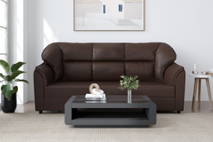 Artesia Elegant 3 Seater Sectional Sofa Upholstered in Rich Brown Leatherette Leatherette 3 Seater  Sofa