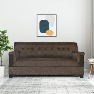 WAKESURE Premium Quality Jute Fabric 3 Seater  Sofa