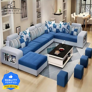 Homeify Carlo 9 Seater Fabric Sofa Set with 4-Puffy Convertible Sofa Set for Living Room Fabric 9 Seater  Sofa