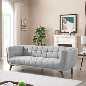 Torque Louis 3 Seater Fabric Sofa For Living Room| Bedroom| Office - Light Grey Fabric 3 Seater  Sofa