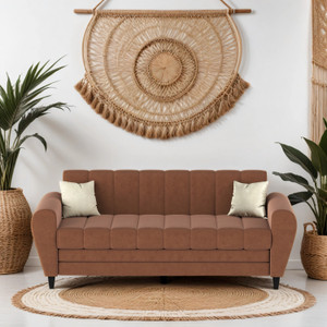 Torque Bali 3 Seater Fabric Sofa, Furniture for Living Room, Office - Brown Fabric 3 Seater  Sofa