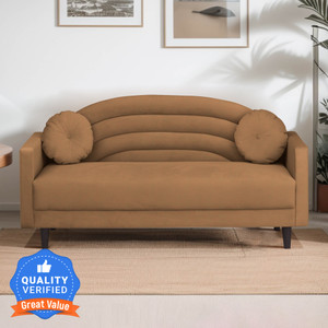 ARRA Rainbow Three Seater Sofa Round Quilted Back with Soft Velvet Fabric Fabric 3 Seater  Sofa