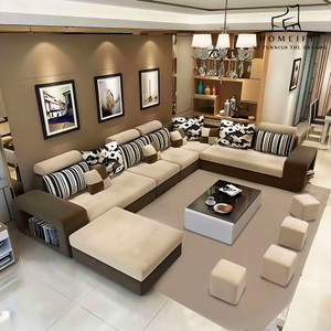 Homeify Carlo with 4-Puffy Convertible for Living Room Fabric 9 Seater  Sofa