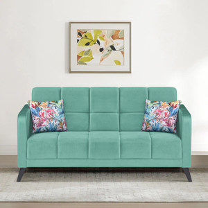 ARRA Jasper Tufted Back Three Seater Sofa With Two Printed Cushions Fabric 3 Seater  Sofa