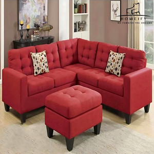 Homeify Olivia Fabric 5- to 6-Seater Sofa L Shape Sofa Set with Center Table Fabric 3 + 2 Sofa Set