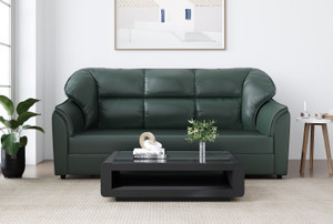 Artesia Elegant 3 Seater Sectional Sofa Upholstered in Rich Green Leatherette Leatherette 3 Seater  Sofa