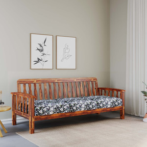 Allie Wood Rosewood ( Sheesham ) Fabric 3 Seater  Sofa