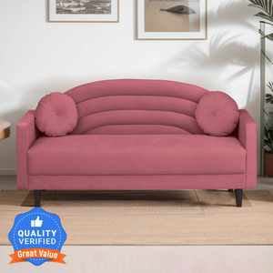 ARRA Rainbow Three Seater Sofa Round Quilted Back with Soft Velvet Fabric Fabric 3 Seater  Sofa