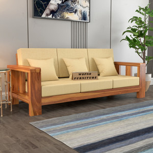 Wopno Furniture Pure Sheesham Wooden 3 Seater Sofa for Living Room and Home\Office Fabric 3 Seater  Sofa
