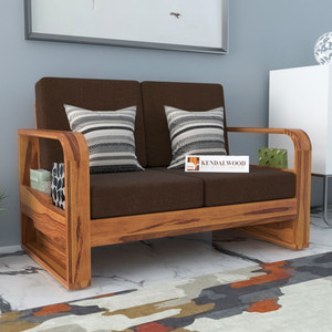 Kendalwood Furniture Solid Wood 2 Seater Wooden Sofa set for living Room Furniture Fabric 2 Seater  Sofa