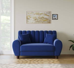 RM HOME Vittoria Luxury Sofa Elegant Curved Design Velvet Finish Fabric 2 Seater Sofa