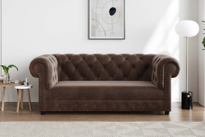 iAnanas Chesterfield 3-Seater Sofa -Plush Velvet, Deep Seating for Relaxation Fabric 3 Seater  Sofa