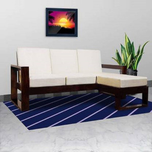 Allie Wood Sheesham Solid Wood Fabric 4 Seater  Sofa