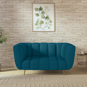 Wakeup India Mushy Premium Fabric Sofa Pocket Spring Cushion Metal Leg with Golden Polish Leg Fabric 2 Seater  Sofa