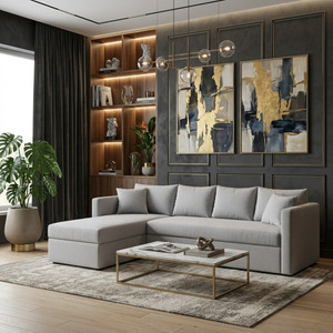 Flipkart Perfect Homes Premium Quality L Shape LHS Velvet Fabric 6 Seater Sofa