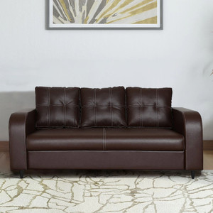ARRA Tanaka Fully Upholstered Three Seater Cushion Back Sofa Leatherette 3 Seater  Sofa