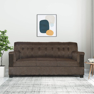 LIVEWELL Premium Quality Jute Fabric 3 Seater  Sofa