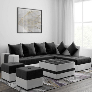 Torque Steffan L Shape 3 + 2 + 1 + 1 RHS Fabric 8 Seater  Sofa