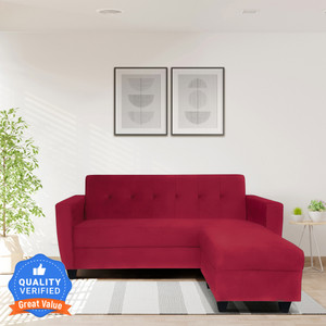 ARRA Remo Three Seater Sofa With Ottoman in Maroon Color Fabric 4 Seater  Sofa