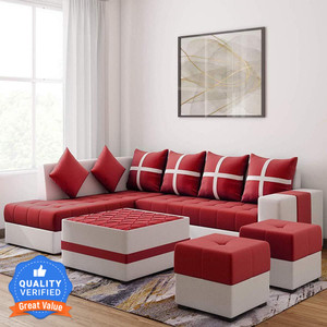 Torque Jamestown L Shape LHS sofa with center table and Puffy Fabric 8 Seater  Sofa