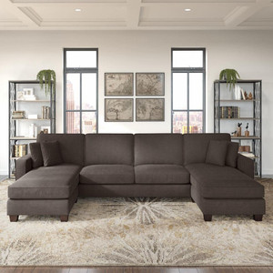 Torque Moscow 6 Seater U Shape Double Chaise Lounge Sofa For Living Room - Brown Fabric 6 Seater  Sofa