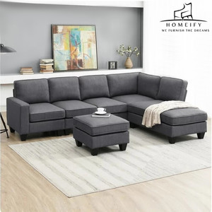 Homeify Alain 5 Seater Fabric L-Shaped Sectional Sofa for Living Room Fabric 5 Seater  Sofa