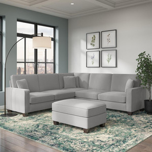 Torque Moscow 5 Seater Corner L Shape Fabric Sofa With Ottoman For Living Room- Grey Fabric 6 Seater  Sofa