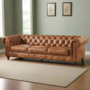 IRONIC HOUSE Leatherette Chesterfield Sofa Button Tufted, Classic Style, Tuffted Leatherette 3 Seater  Sofa
