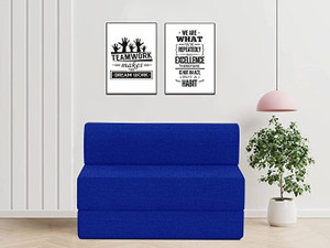 SR DECORE One Seater Sofa Cum Bed | Fabric Fold Sofa Cum Bed | Sofa for Living Room | Blue Fabric 1 Seater  Sofa
