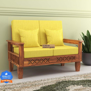 Flipkart Perfect Homes Solid Sheesham Wood 2 Seater Sofa Set For Living Room | Bedroom | Office Fabric 2 Seater  Sofa