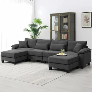 Groovecraft Brevik 6 Seater Fabric Sectional Sofa for Living Room Fabric 6 Seater  Sofa