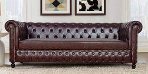 Klenta Home Decor Leatherette Chesterfield Three Seater Button Tufted Sofa For Living Room || Leatherette 3 Seater  Sofa