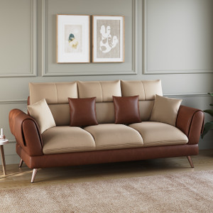 ARRA Ira Leatherette Three Seater Sofa Leatherette 3 Seater  Sofa