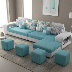 WAKESURE Premium Quality Velvet Fabric 5 Seater Sofa