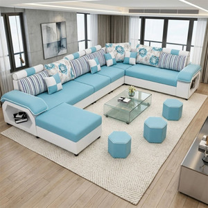 WAKESURE Premium Quality Velvet Fabric 9 Seater  Sofa