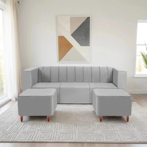 Seventh Heaven Sydney 5 Seater Sofa with 2 Ottoman, Premium Velvet Fabric: Fabric 5 Seater  Sofa