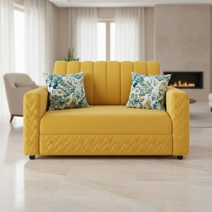 WAKESURE Premium Quality Velvet Fabric 2 Seater  Sofa