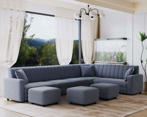 RM HOME Oliver Fabric 10 Seater  Sofa