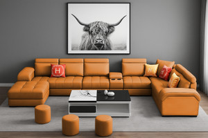 Casaliving Emerson Modern U-Shaped Sectional Sofa Set 9 Seater, Sofa Couch with 3 Puffy Leather 9 Seater Sofa