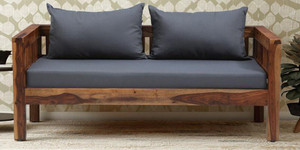 Wopno Furniture Pure Sheesham Wooden 2 Seater Sofa Set Modern Sofa With Cushions For Living Room Fabric 2 Seater  Sofa