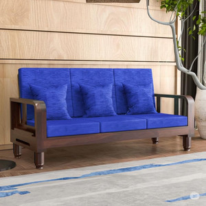 Kendalwood Furniture Solid Wood 3 Seater Wooden Sofa set for living Room Furniture Fabric 3 Seater  Sofa