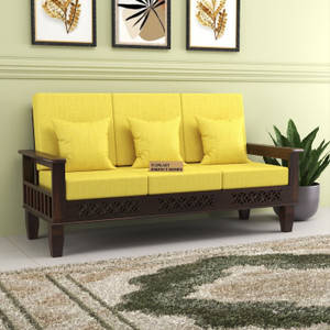 Flipkart Perfect Homes Solid Sheesham Wood 3 Seater Sofa For Living Room | Bedroom | Office Fabric 3 Seater  Sofa