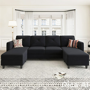 Homeify Arba 6 Seater Fabric U Shaped Sectional Couch with Chaise for Living Room Fabric 6 Seater Sofa