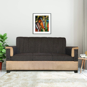 LIVEWELL Premium Quality Jute Fabric 3 Seater  Sofa