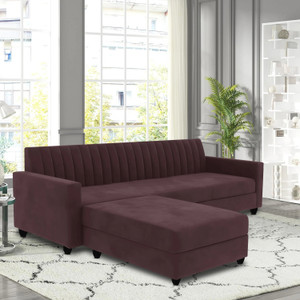 Uarban-hume-furniture Premium Quality Velvet L SHAPE Fabric 4 Seater  Sofa
